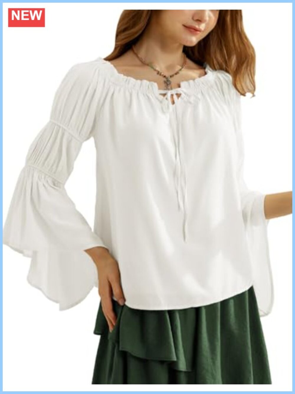 Renaissance Off Shoulder Bell Sleeve Peasant Blouse Loose Fit Casual Top